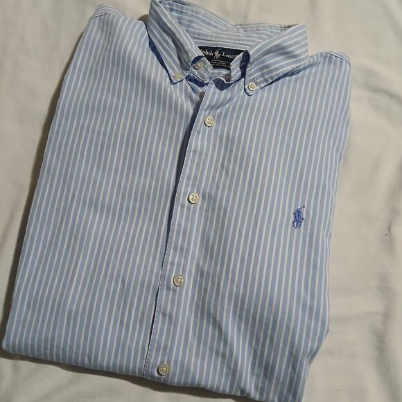 Ralph Lauren Men's XL Marlowe 100% 2-ply Cotton Blue Striped Button-Down Shirt - Picture 7 of 11